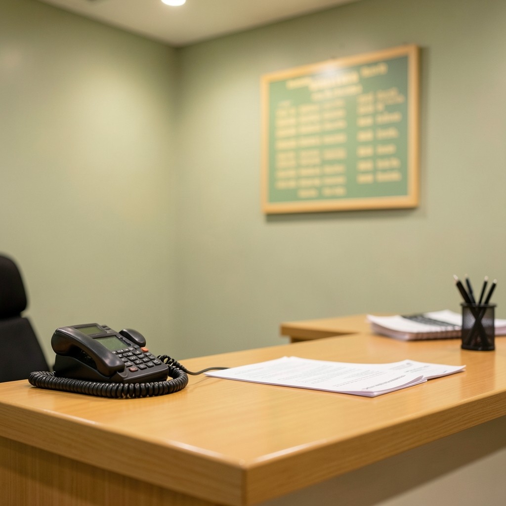 Dispatcher desk with radio handset and printed daily route board